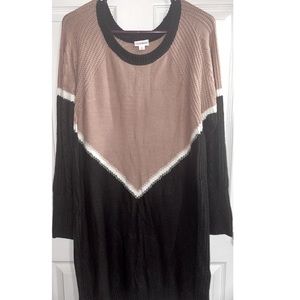 LuLaRoe Lauren Sweater Dress, Side Slits, Blush Pink/ Black medium